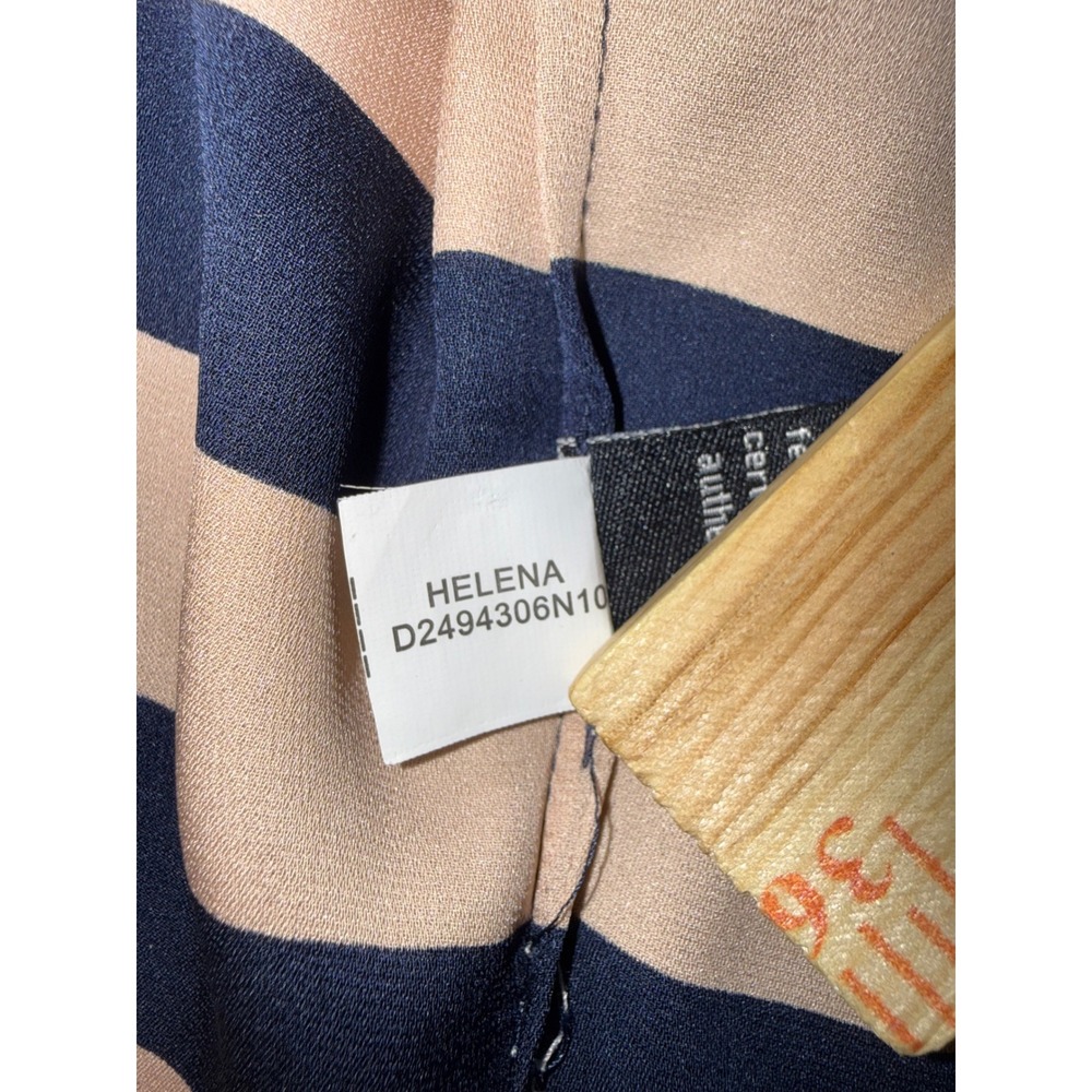 Diane von Furstenberg Helena Silk Wrap Dress Navy Tan Striped D2494306N10 4 - Picture 3 of 8